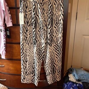 Zebra Print Wide Leg Pants